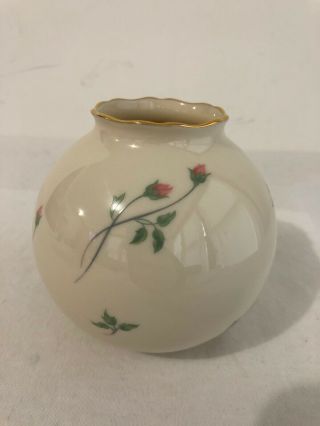 Lenox Rose Manor Globe Flower Vase W/ 24k Gold Rim 4 1/4 " Tall