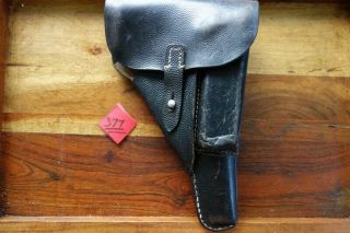 Vintage 1944 German Black Leather Flap Walther P38 Holster Wwii Cxb/44 Pebble