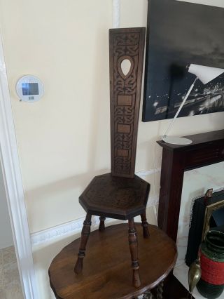 Antique Oak Celtic Spinning Chair