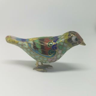 Vintage Porcelain Cloisonne Miniature Bird Figurine Hand Painted