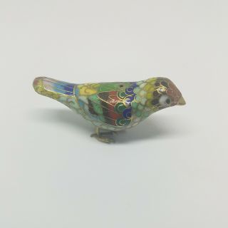 Vintage Porcelain Cloisonne Miniature Bird Figurine Hand Painted 2