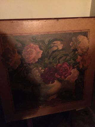 Antique Folding Card Table Flower Bouquet Early 1900 
