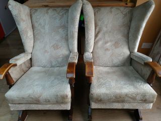 Antique Wingback Spring Rocking Chairs Vintage Renovation Project