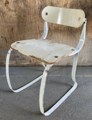 Vtg Industrial Metal Ironrite Health Chair Designed By Herman Sperlich 1938
