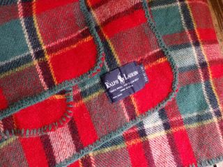 Vintage Ralph Lauren 100 Wool Plaid Tartan Blanket Made In Usa Size 90 X 90
