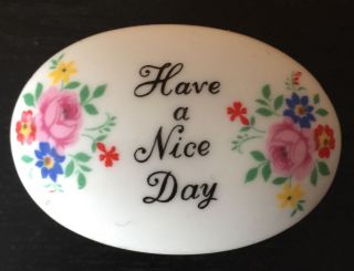 Crown Staffordshire Porcelain Oval Trinket Box with saying 