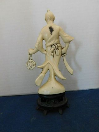 Plastic Oriental Statues Made in Hong Kong Man with Sword & Bag 3