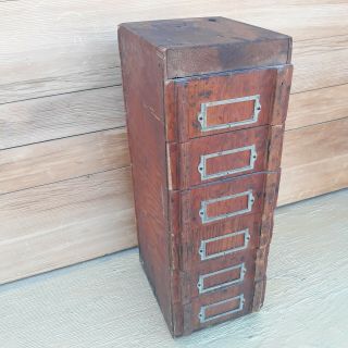 Primitive Vintage 6 Drawer Wood Storage Cabinet Industrial 2