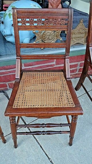 Victorian Antique Eastlake walnut carved dining card accent chair 6 available 2