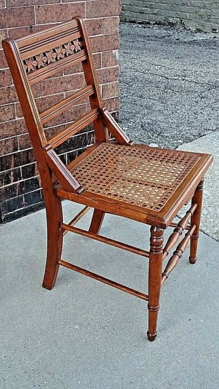 Victorian Antique Eastlake walnut carved dining card accent chair 6 available 3
