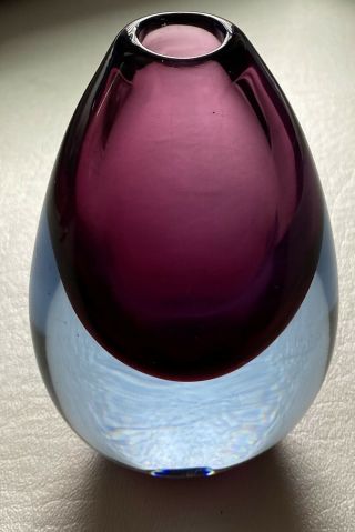 Vintage Salviati Glass Sommerso Purple Teardrop Vase 5.  5 " T W Label