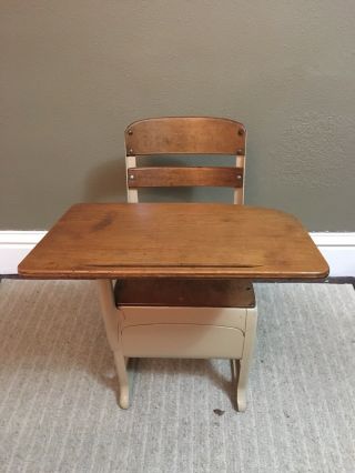 Vintage Wooden School Desk 2