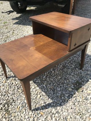 Vintage Mid Century Modern Step End Table Star Cutouts