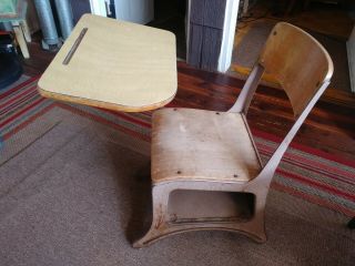 Vintage Childs/student Metal / Wood Elementary School Desk Chair Mid Century