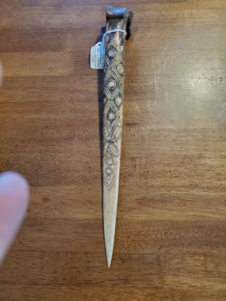 Papua Guinea Primitive Cassowary Bone Knife Dagger Vintage