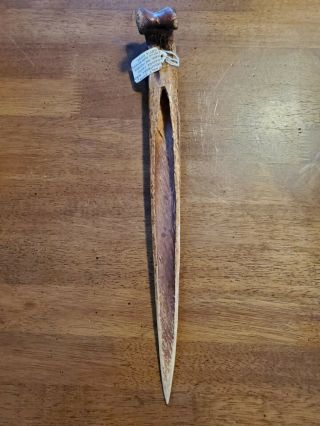Papua Guinea Primitive Cassowary Bone Knife Dagger Vintage 2
