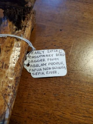 Papua Guinea Primitive Cassowary Bone Knife Dagger Vintage 3