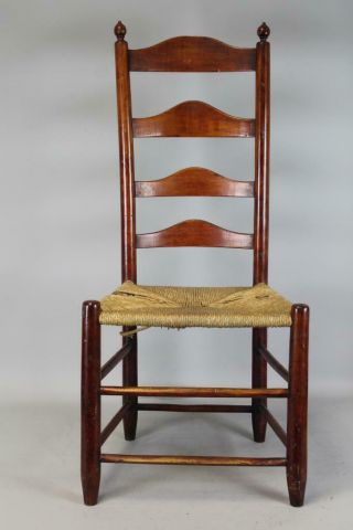 One Of A Set Of 4 18th C Pa William & Mary 4 - Slat Ladder Back Sidechairs 4