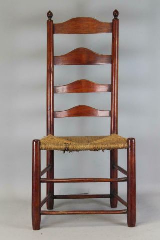 One Of A Set Of 4 18th C Pa William & Mary 4 - Slat Ladder Back Sidechairs 3