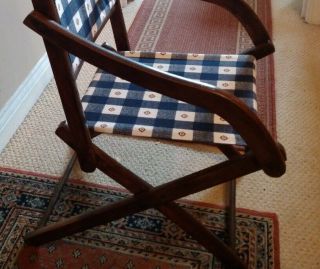 Military Antique Oak Folding Campaign Chair Newly Re - Upholstered 3