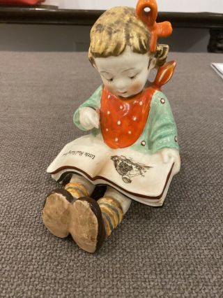 Vintage Porcelain Girl Figurine Reading Little Red Riding Hood Made In Japan