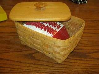 Longaberger Address Basket With Wood Lid,  Protector,  And Address Cards.