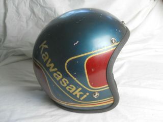 Vintage Kawasaki Motorcycle / Snowmobile Helmet,  Size Unknown,  Blue Red,  (d.  S. )