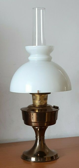 Vintage Aladdin 23 Oil Table Lamp With White Glass Shade & Chimney