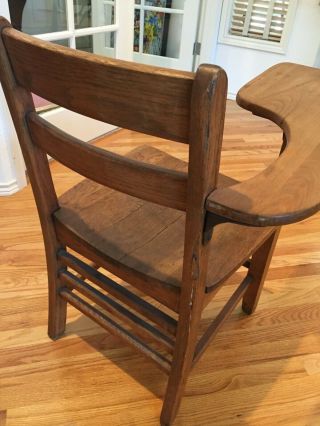 Vintage solid oak school student desk / chair 3