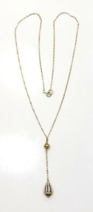 Vintage 10k Yellow White Gold Filigree Ladies Necklace