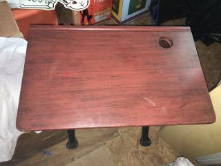 Vintage Antique School Desk,  Wood And Cast Iron