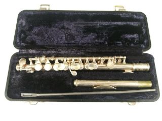 Vtg Bundy Silver Plated Piccolo 35550 With Hard Case (p3)