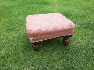 Pretty Vintage Antique Upholstered Victorian 19th Century Footstool