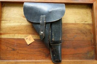 Vintage 1944 German Black Leather Flap Walther P38 Holster Wwii Blm/44 Waa23
