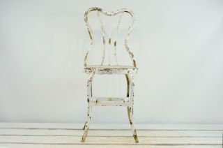 Vintage.  1940 ' s UHL Toledo Chair Industrial Metal Steampunk White Chippy Chair 2