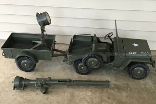 Vintage Gi Joe 7000 5 Star Jeep With Trailer Rocket Launcher And Search Light