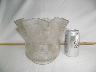 A Victorian Acid Etched Tulip Duplex Oil Lamp Shade