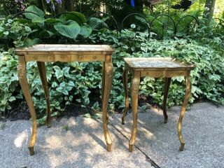 Vintage Gold Italian Florentine Nesting Tables Set Of 2 Made In Florence Italy