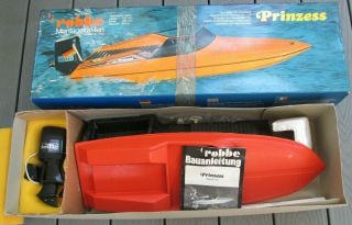 Vintage Robbe Bauanleitung Rc Model Boats Prinzess W/ Box No.  1010 Motor