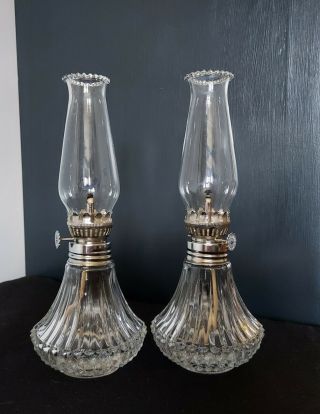 Vintage Lamplight Farms Cut Glass Paraffin Oil Lamps