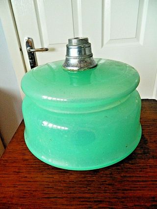 Opaque Pale Green Glass Font Or Reservoir For Oil Lamp