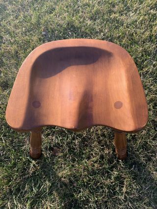Vintage Tell City Andover Solid Maple Wood Milking Stool Made In The Usa