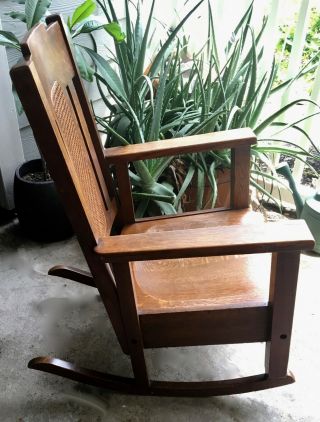 1915 - Early 20th Cent,  Mission,  Arts and Crafts,  Quarter Sawn Oak Rocking Chair 2