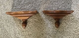 Set Of 2 Tell City Furniture Andover Maple Acorn Wall Display Shelf 10” X 5”