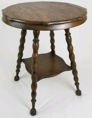 Antique Quarter Sawn Tiger Oak Parlor Table Arts & Crafts Victorian Vintage 2