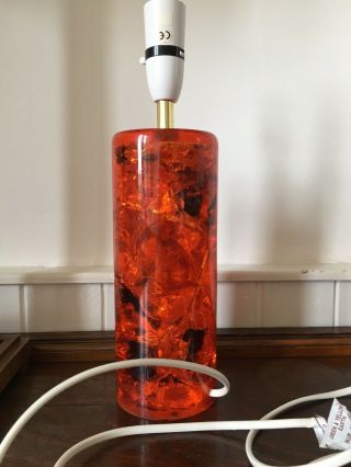 Vintage Retro 70’s Orange Shatterline Resin Lamp Crushed Ice Design