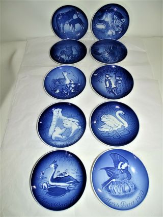 10 Bing & Grondahl Mors Dag Mothers Day Plates 1970s Copenhagen Porcelain