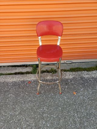 Vintage Red Cosco Metal Stool Kitchen Chair