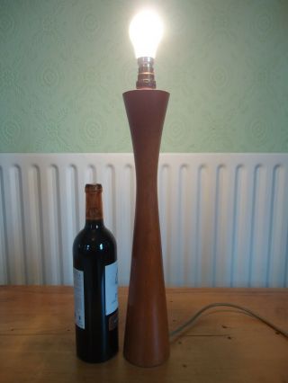 Vintage Mid - Century Danish Style Tall Teak Table Lamp with Inline Switch 3