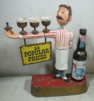 Vintage Pabst Blue Ribbon Beer Pbr Yard Long Arm Bartender Bar Display